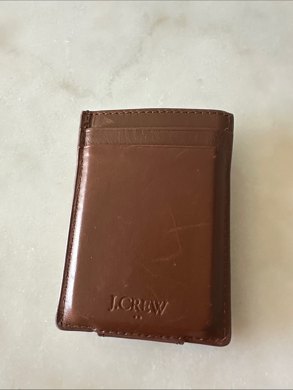 J. Crew Brown Leather Money Clip Card Holder